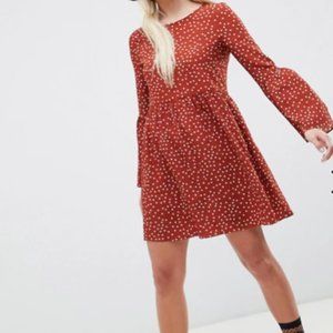 ASOS DESIGN fluted sleeve smock mini dress